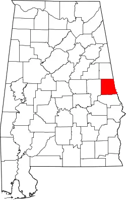 Karte von Chambers County innerhalb von Alabama