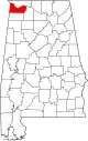 Karte von Colbert County innerhalb von Alabama