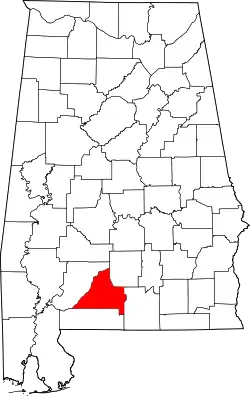Karte von Conecuh County innerhalb von Alabama