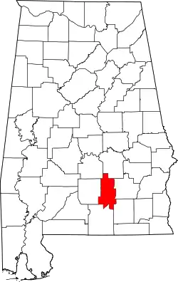 Karte von Crenshaw County innerhalb von Alabama