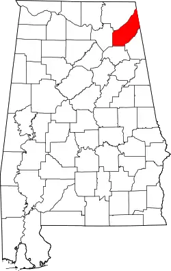 Karte von DeKalb County innerhalb von Alabama