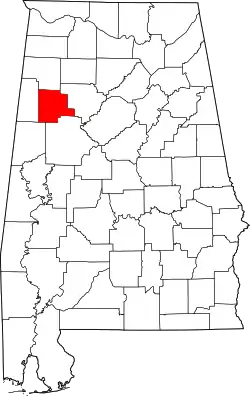 Karte von Fayette County innerhalb von Alabama
