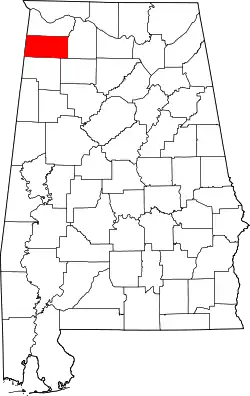 Karte von Franklin County innerhalb von Alabama