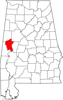Karte von Greene County innerhalb von Alabama