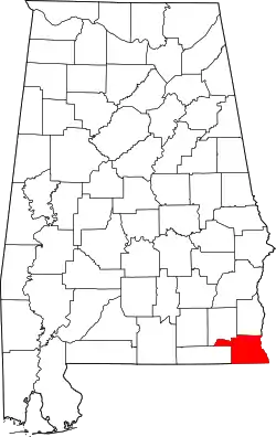 Karte von Houston County innerhalb von Alabama