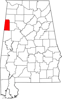 Karte von Lamar County innerhalb von Alabama