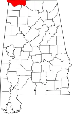 Karte von Lauderdale County innerhalb von Alabama