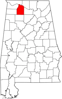 Karte von Lawrence County innerhalb von Alabama