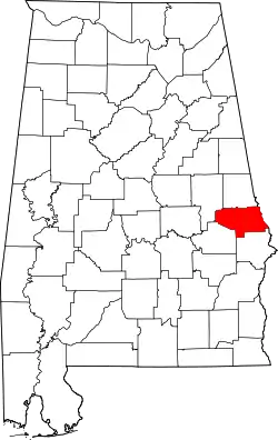 Karte von Lee County innerhalb von Alabama