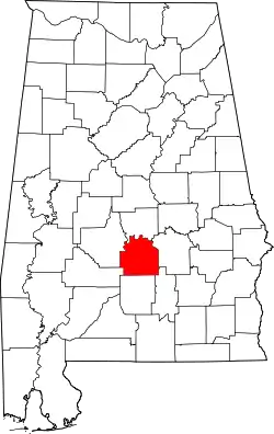 Karte von Lowndes County innerhalb von Alabama