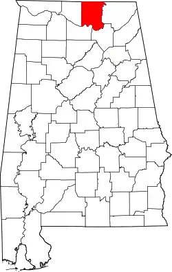 Karte von Madison County innerhalb von Alabama