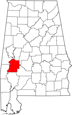 Karte von Marengo County innerhalb von Alabama