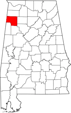 Karte von Marion County innerhalb von Alabama