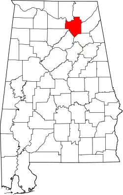 Karte von Marshall County innerhalb von Alabama