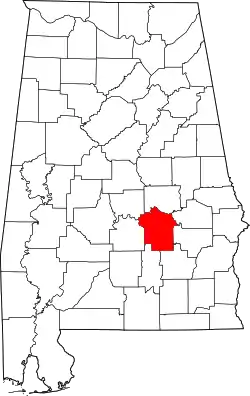 Karte von Montgomery County innerhalb von Alabama