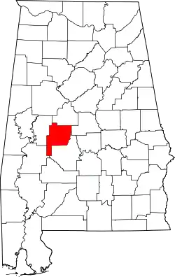 Karte von Perry County innerhalb von Alabama