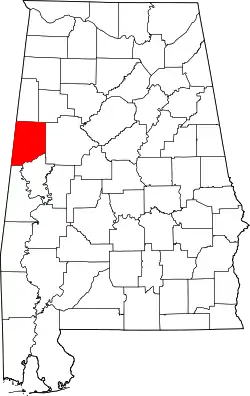 Karte von Pickens County innerhalb von Alabama