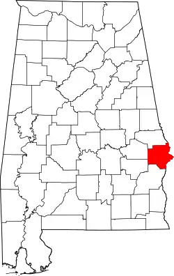 Karte von Russell County innerhalb von Alabama