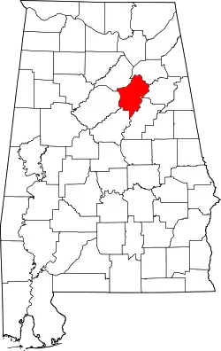 Karte von Saint Clair County innerhalb von Alabama