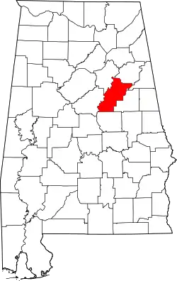 Karte von Talladega County innerhalb von Alabama