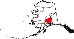 Karte von Matanuska-Susitna Borough innerhalb von Alaska