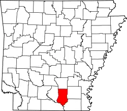 Karte von Bradley County innerhalb von Arkansas