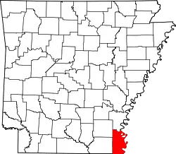 Karte von Chicot County innerhalb von Arkansas