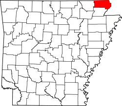 Karte von Clay County innerhalb von Arkansas