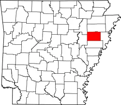 Karte von Cross County innerhalb von Arkansas