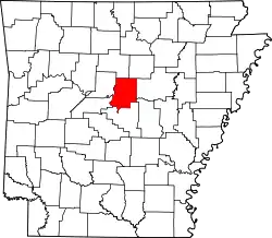 Karte von Faulkner County innerhalb von Arkansas