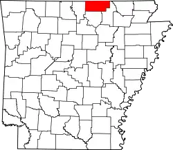 Karte von Fulton County innerhalb von Arkansas