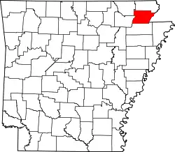 Karte von Greene County innerhalb von Arkansas