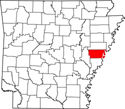 Karte von Lee County innerhalb von Arkansas