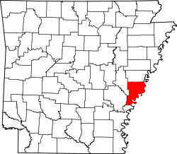 Karte von Phillips County innerhalb von Arkansas