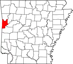 Karte von Sebastian County innerhalb von Arkansas