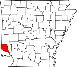 Karte von Sevier County innerhalb von Arkansas