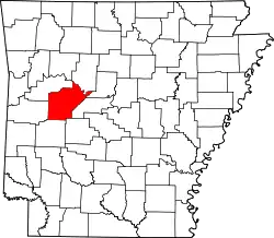 Karte von Yell County innerhalb von Arkansas
