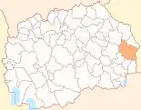 Karte von Nordmazedonien, Position von Opština Berovo hervorgehoben