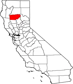 Karte von Tehama County innerhalb von Kalifornien