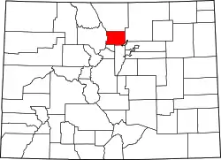 Karte von Boulder County innerhalb von Colorado