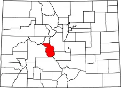 Karte von Chaffee County innerhalb von Colorado