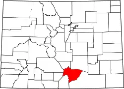 Karte von Huerfano County innerhalb von Colorado