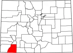 Karte von La Plata County innerhalb von Colorado