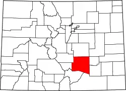 Karte von Pueblo County innerhalb von Colorado