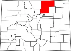 Karte von Weld County innerhalb von Colorado