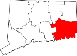 Karte von New London County innerhalb von Connecticut