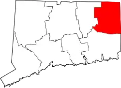 Karte von Windham County innerhalb von Connecticut