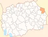 Karte von Nordmazedonien, Position von Opština Delčevo hervorgehoben
