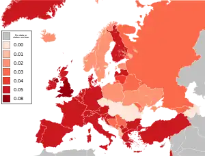 Europakarte mit Promillegrenzen in den Ländern