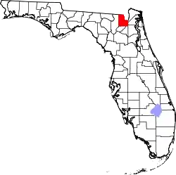 Karte von Baker County innerhalb von Florida